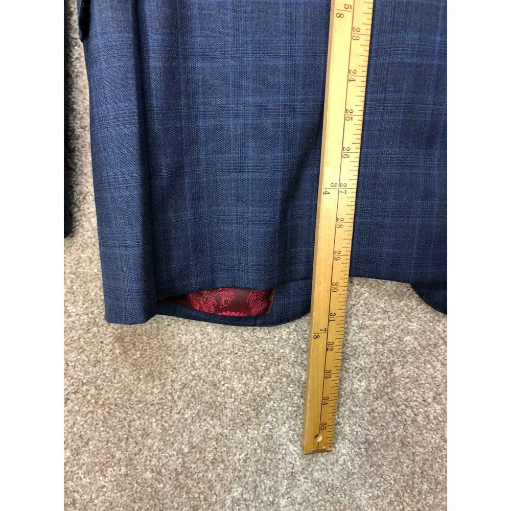 Jos. A. Bank 1905 Plaid Wool Blazer Sport Coat Mens 37R Blue Two-Button Paisley
